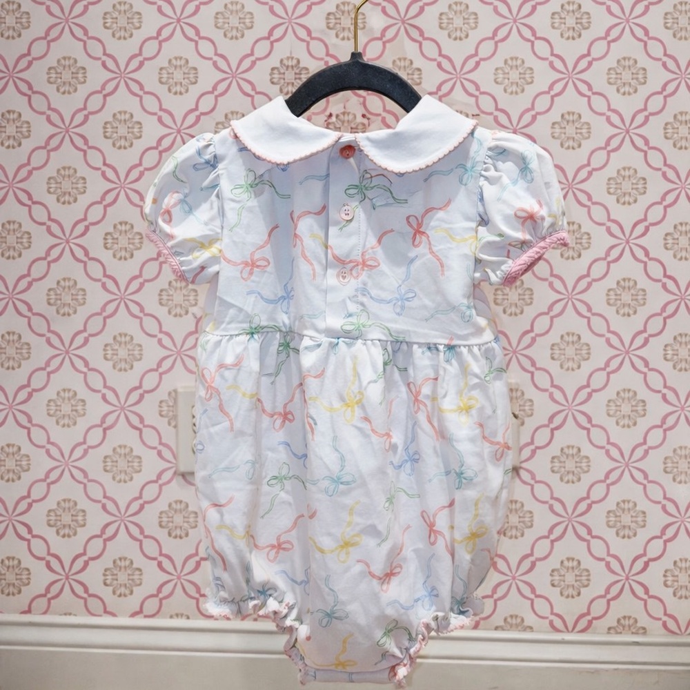 Shrimp & Grits Kids Serendipity Pastel Bows Bubble Peter Pan collar Size 3T - Picture 4 of 8